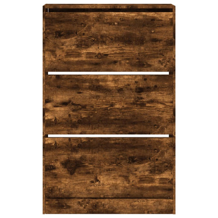 Skoställ rökfärgad ek 80x21x125,5 cm konstruerat trä