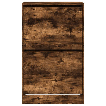 Skoställ rökfärgad ek 60x34x96,5 cm konstruerat trä