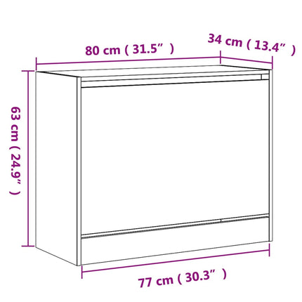 Skohylla sonoma-ek 80x34x63 cm konstruerat trä