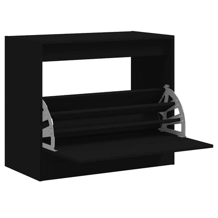 Skohylla svart 80x42x69 cm konstruerat trä