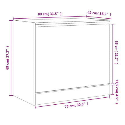 Skohylla svart 80x42x69 cm konstruerat trä