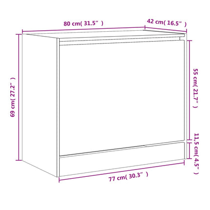 Skohylla betonggrå 80x42x69 cm konstruerat trä