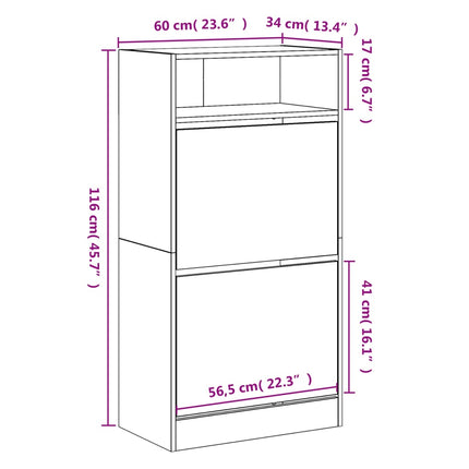 Skohylla vit 60x34x116 cm konstruerat trä