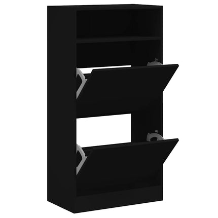 Skohylla svart 60x34x116 cm konstruerat trä