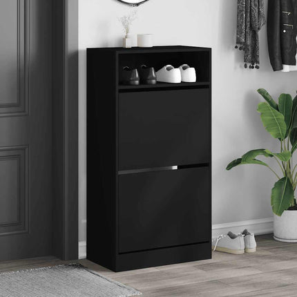 Skohylla svart 60x34x116 cm konstruerat trä