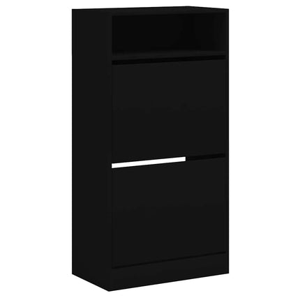 Skohylla svart 60x34x116 cm konstruerat trä