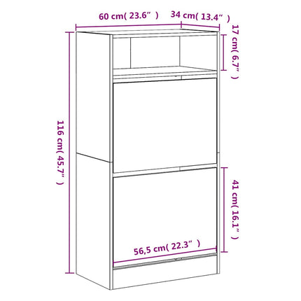 Skohylla svart 60x34x116 cm konstruerat trä