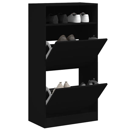 Skohylla svart 60x34x116 cm konstruerat trä