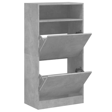 Skohylla betonggrå 60x34x116 cm konstruerat trä