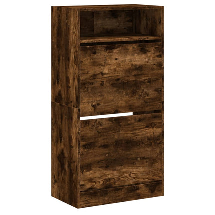 Skohylla rökfärgad ek 60x34x116 cm konstruerat trä