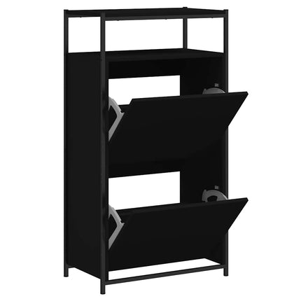 Skohylla svart 60x34x112 cm konstruerat trä