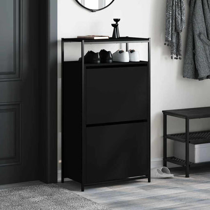 Skohylla svart 60x34x112 cm konstruerat trä