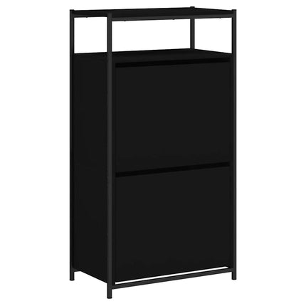 Skohylla svart 60x34x112 cm konstruerat trä