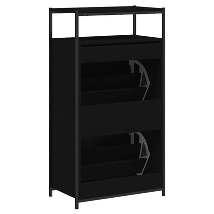 Skohylla svart 60x34x112 cm konstruerat trä