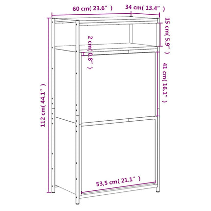 Skohylla svart 60x34x112 cm konstruerat trä