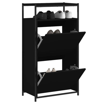 Skohylla svart 60x34x112 cm konstruerat trä