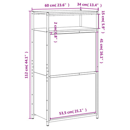 Skohylla sonoma-ek 60x34x112 cm konstruerat trä