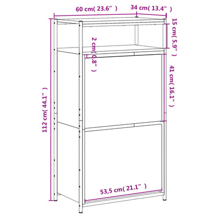 Skohylla rökfärgad ek 60x34x112 cm konstruerat trä