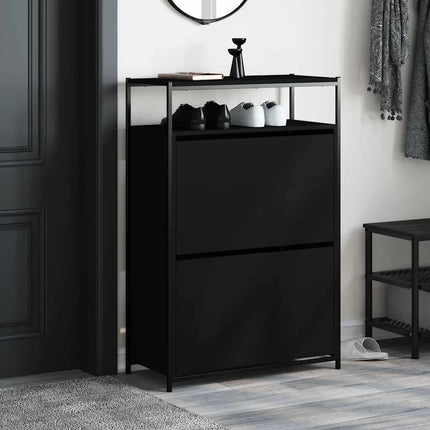 Skohylla svart 75x34x112 cm konstruerat trä