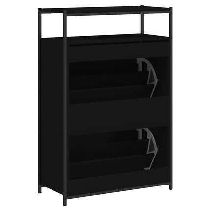 Skohylla svart 75x34x112 cm konstruerat trä