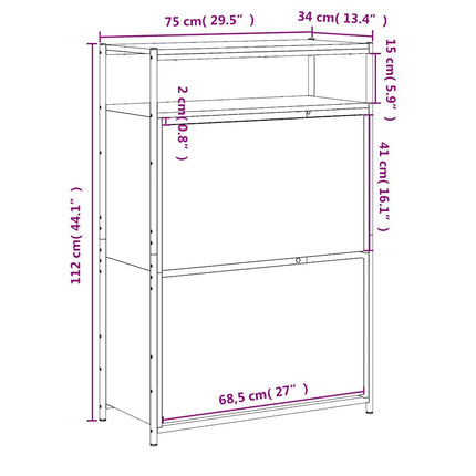 Skohylla svart 75x34x112 cm konstruerat trä