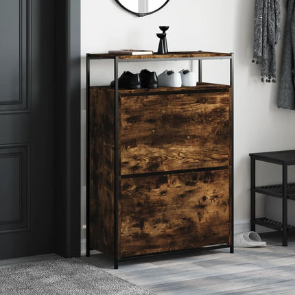 Skohylla rökfärgad ek 75x34x112 cm konstruerat trä