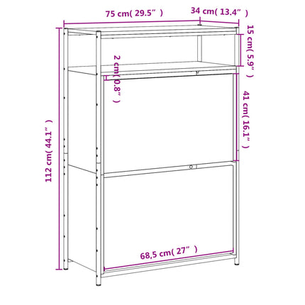 Skohylla rökfärgad ek 75x34x112 cm konstruerat trä