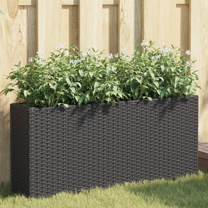 Odlingslåda med 2 krukor svart 90x20x40 cm konstrotting