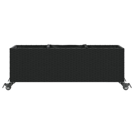 Odlingslåda med hjul & 3 krukor svart 107x32x38 cm konstrotting