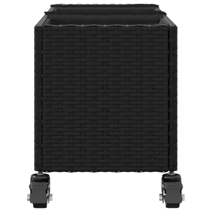Odlingslåda med hjul & 3 krukor svart 107x32x38 cm konstrotting