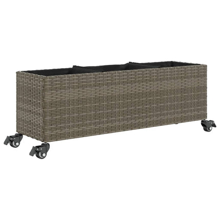 Odlingslåda med hjul & 3 krukor grå 107x32x38 cm konstrotting