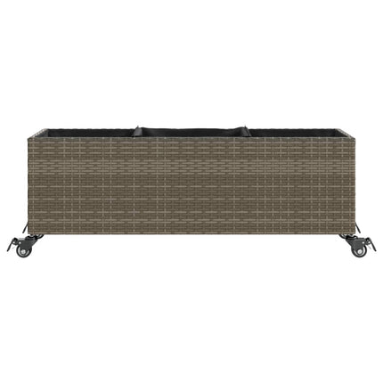 Odlingslåda med hjul & 3 krukor grå 107x32x38 cm konstrotting