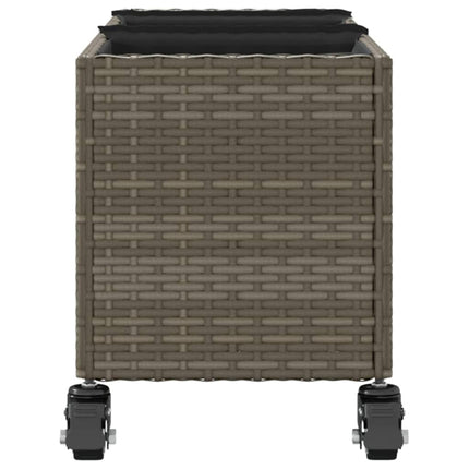 Odlingslåda med hjul & 3 krukor grå 107x32x38 cm konstrotting