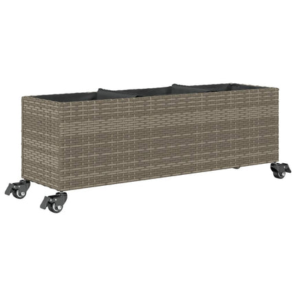 Odlingslåda med hjul & 3 krukor grå 107x32x38 cm konstrotting
