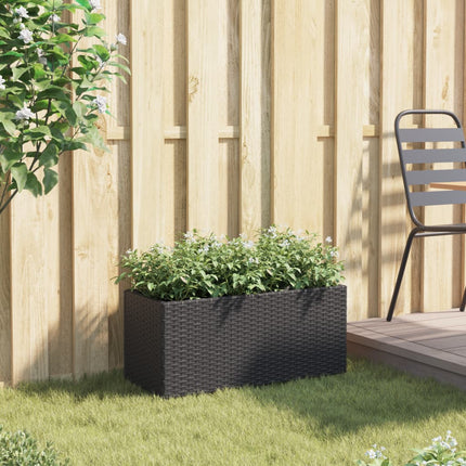Odlingslåda med 2 krukor svart 72x30x32 cm konstrotting
