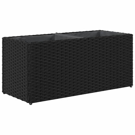 Odlingslåda med 2 krukor svart 72x30x32 cm konstrotting