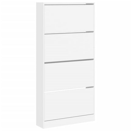 Skoskåp med 4 flip-lådor vit 80x21x163,5 cm