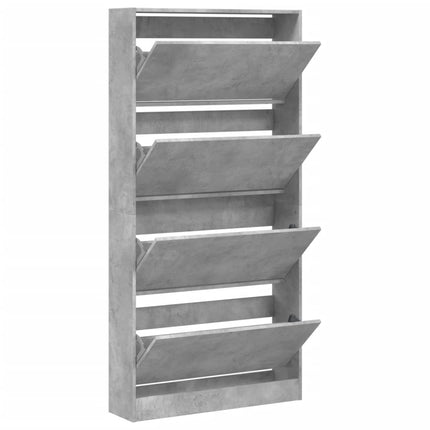 Skoskåp med 4 flip-lådor betonggrå 80x21x163,5 cm