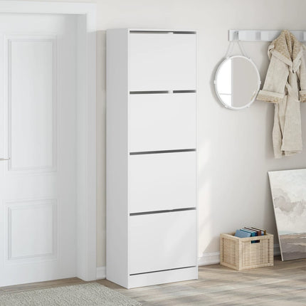 Skoskåp med 4 flip-lådor vit 60x34x187,5 cm