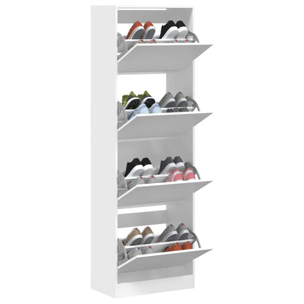 Skoskåp med 4 flip-lådor vit 60x34x187,5 cm