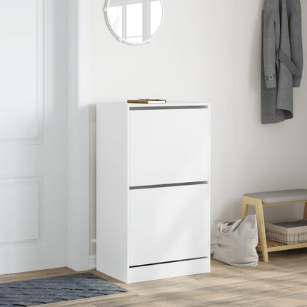 Skoskåp med 2 flip-lådor vit 60x42x108 cm