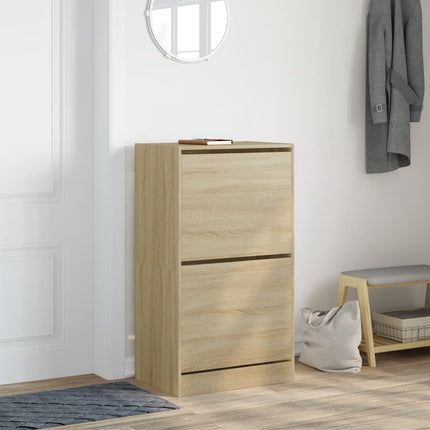 Skoskåp med 2 flip-lådor sonoma-ek 60x42x108 cm