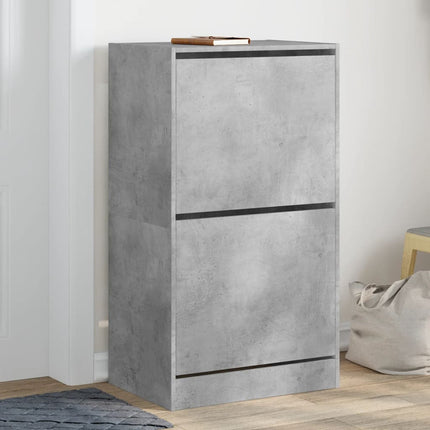 Skoskåp med 2 flip-lådor betonggrå 60x42x108 cm