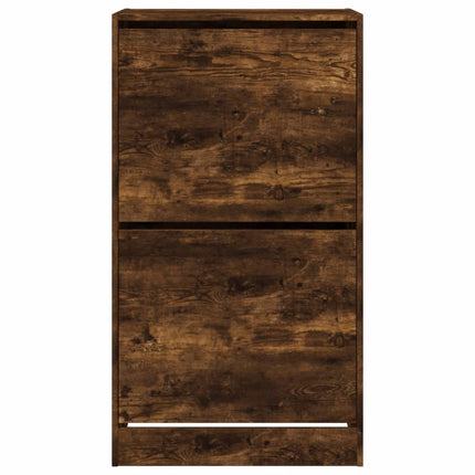 Skoskåp med 2 flip-lådor rökfärgad ek 60x42x108 cm