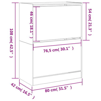 Skoskåp med 2 flip-lådor vit 80x42x108 cm
