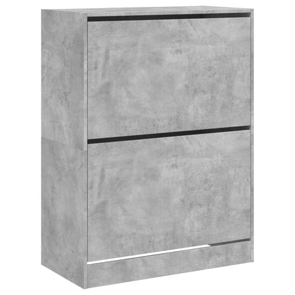 Skoskåp med 2 flip-lådor betonggrå 80x42x108 cm