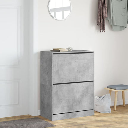 Skoskåp med 2 flip-lådor betonggrå 80x42x108 cm