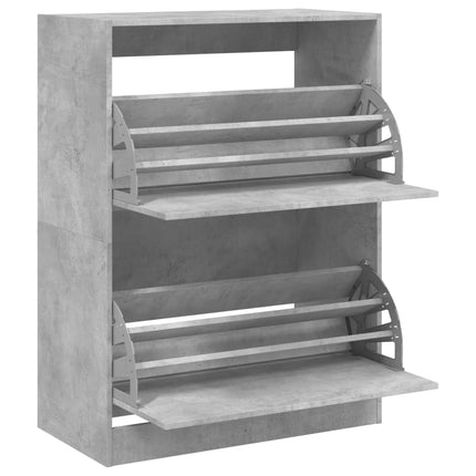 Skoskåp med 2 flip-lådor betonggrå 80x42x108 cm