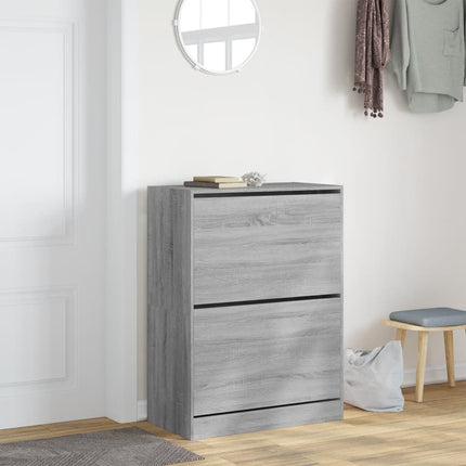 Skoskåp med 2 flip-lådor grå sonoma 80x42x108 cm