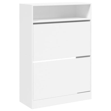 Skoskåp med 2 flip-lådor vit 80x34x116 cm